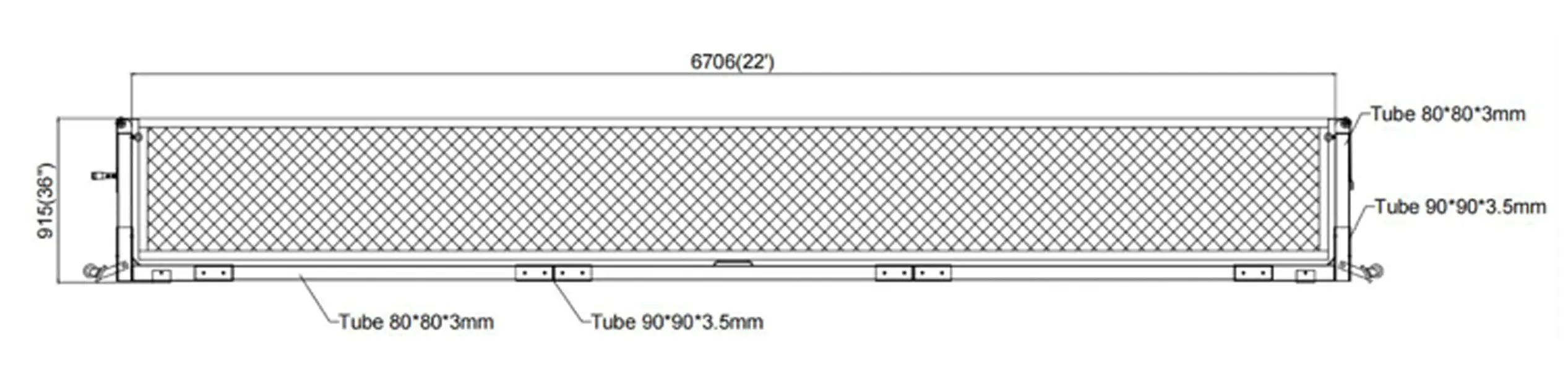 Cambridge Quality Portable Pickleball Net - drawing