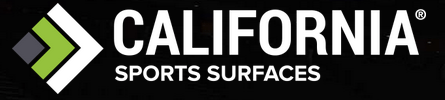 California Sports Surfaces logo featuring a green and black arrow design. This logo represents the company’s focus on high-quality sports flooring solutions.