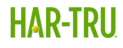 HAR-TRU logo featuring bold green text with a yellow tennis ball accent, representing the brand's focus on clay court tennis surfaces.